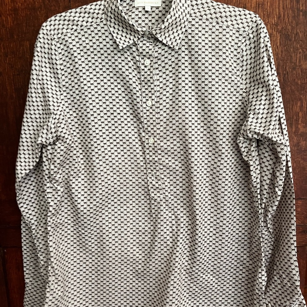 ANN MASHBURN popover cat print Shirt